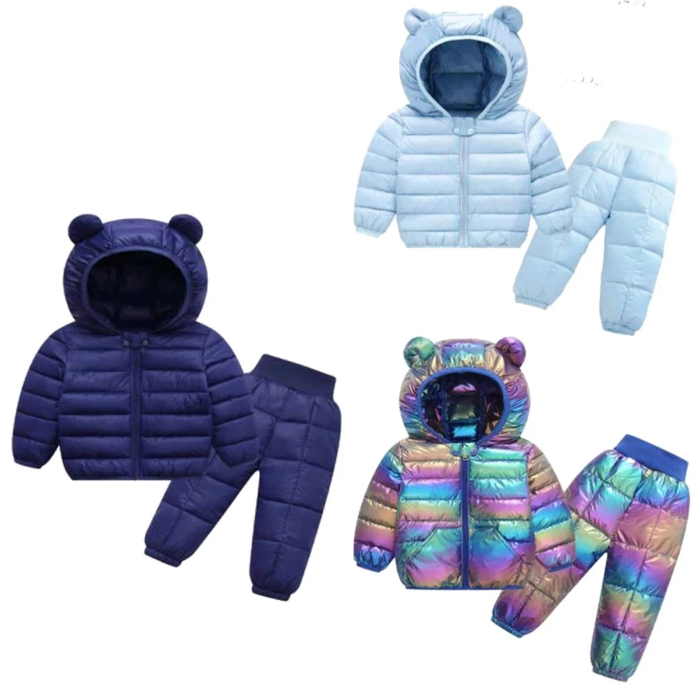 2021 Winter Children Clothing Sets Baby Boy Warm Hooded Down Jackets Pants Clothing Sets Baby Girls Boys Snowsuit Coats Ski Suit