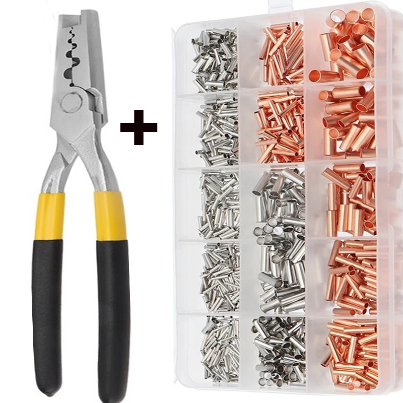 150/100/50Pcs Butt Wire Connector AWG 22-10 Copper Tinned Splice Crimp Terminal Sleeve Bare Terminals Crimping Connector Kit