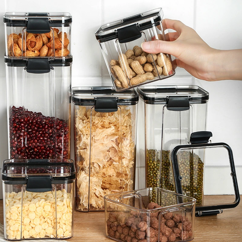 Dry Food Storage Box Food Containers Transparent Stackable Kitchen Spaghetti Noodles Sealed Tank Cans Organizers bottles