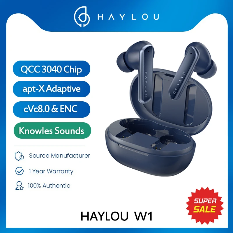 Haylou W1 QCC 3040 Bluetooth 5.2 Earphone AptX Adaptive TWS Wireless Headphone Knowles Dual Balanced Armature Dynamic Earbuds