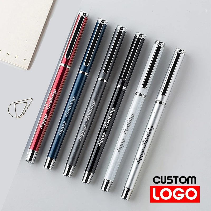 Advertising Pen Custom Logo Ballpoint Pen Metal Hook Business Signature Pen Gel Pen Lettering Engraved Name Stationery Wholesale