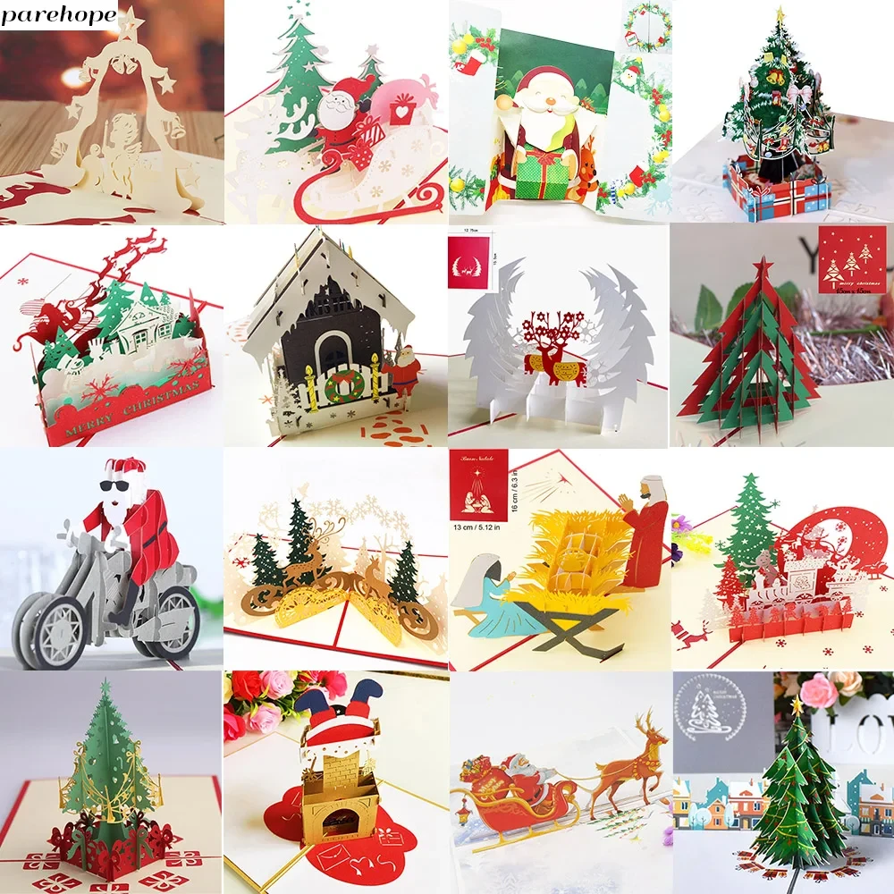 3D Pop UP Santa Cards Marry Christmas Greeting Cards Party Invitations Gifts New Year Greeting Card Anniversary Gifts Postcard