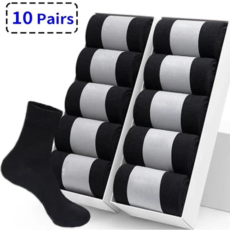10 Pairs/Lot High Quality Men's Cotton Socks Black Business Socks Breathable 2021 New Autumn Winter Male Gift Sox PLus Size40-45