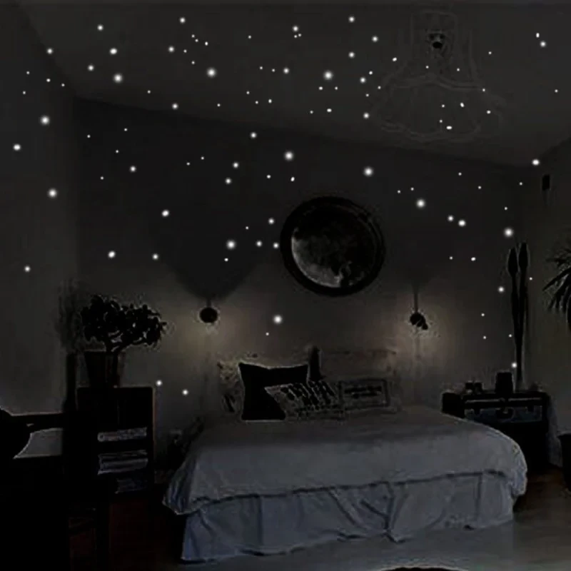 407 Pcs Wall Stickers Wall Decor Glow In The Dark Star Sticker Decal for Kids Room House Decoration