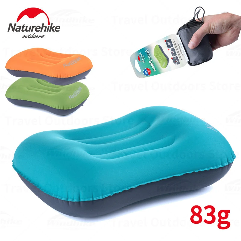 Naturehike Camping Inflatable Pillow Outdoor Travel Air Pillow Neck Camping Sleeping Pillow Fast Portable Tpu Elastic Fabric