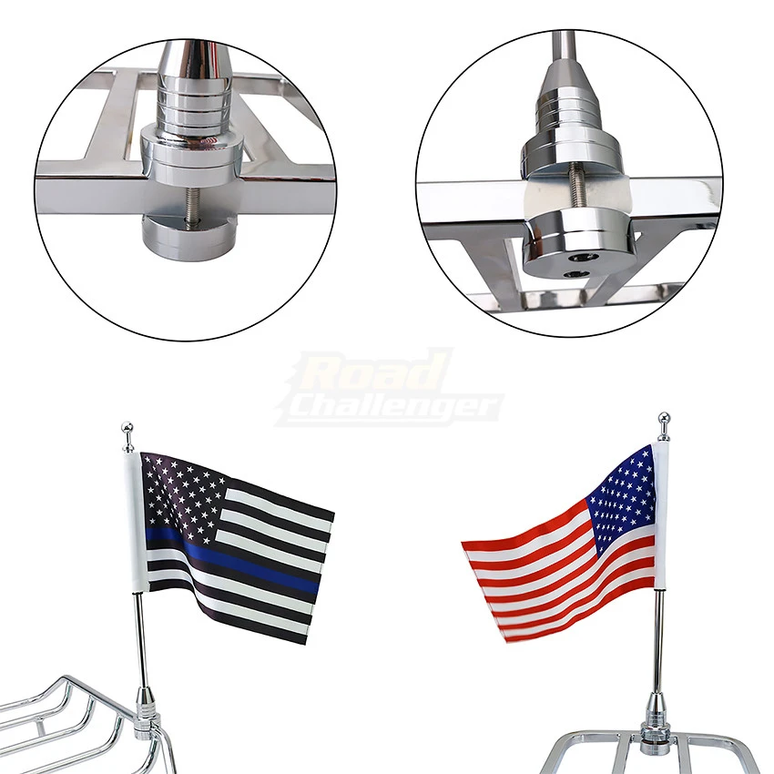 Chrome Motorcycle USA America Flag For Harley Luggage Rack  Rear Side Mount Luggage Pole Mount Flag Motorbike Accessories