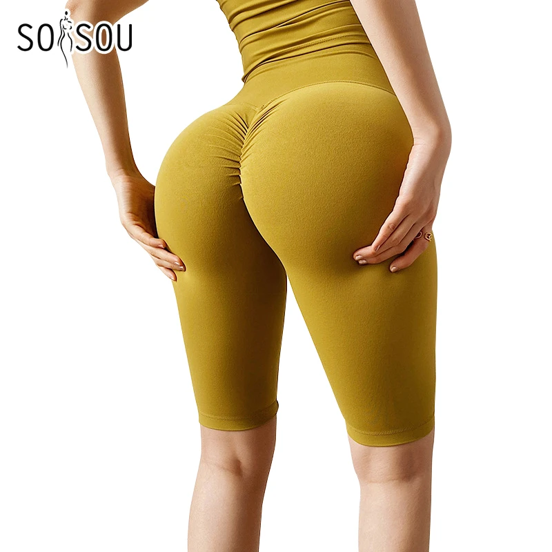 SOISOU New Women's Shorts Fitness High Waist Shorts No Embarrassment Line Women Gym Yoga Shorts Women's Cycling Shorts 5 Colors
