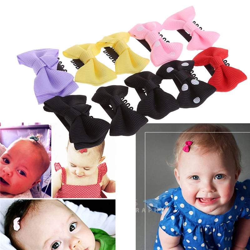 10Pcs/set Kids Baby Girl's Ribbon Hair Bow Mini Safety Hairclips Hair Clip Hairpin for Children Girls Child Hair Accessories