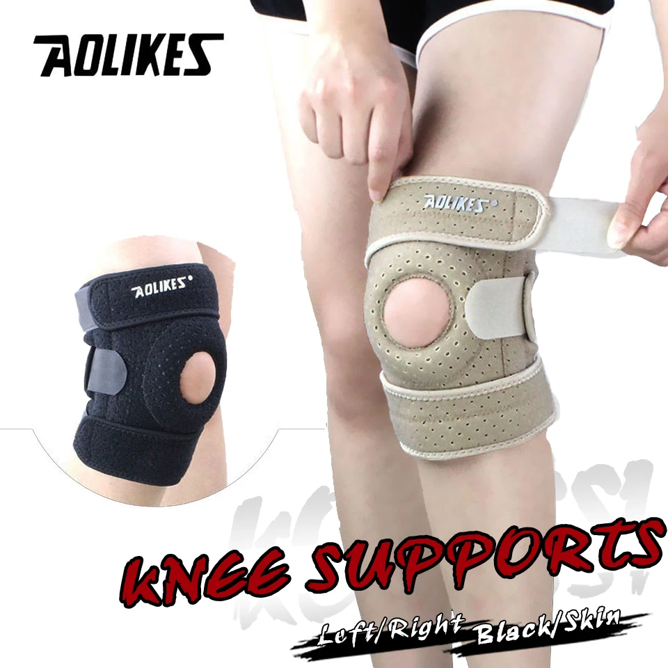 AOLIKES 1PCS Adjustable Sports Training Elastic Knee Support Brace Kneepad Adjustable Patella Knee Pads Hole Kneepad Safety