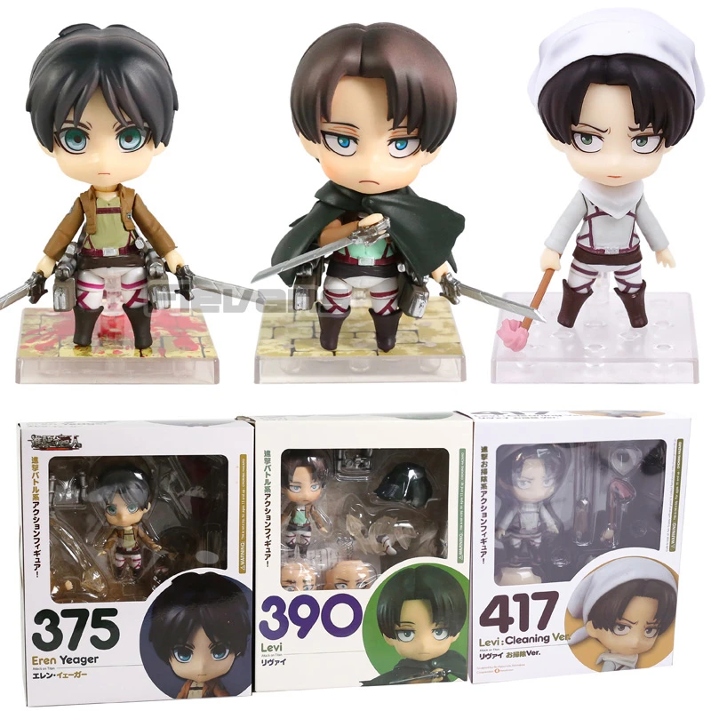 Attack on Titan Levi Cleaning Ver. 417 390 Eren 375 PVC Action Figure Collectible Model Toy