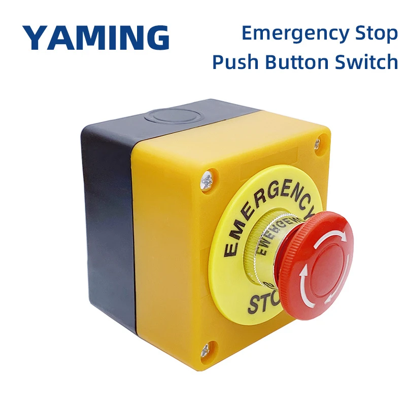 22mm Emergency Stop Push Button Switch With Box 1 NO 1 NC 10A 660v Waterproof Box Hand-Held Button Explosion-proof anti-corrosi