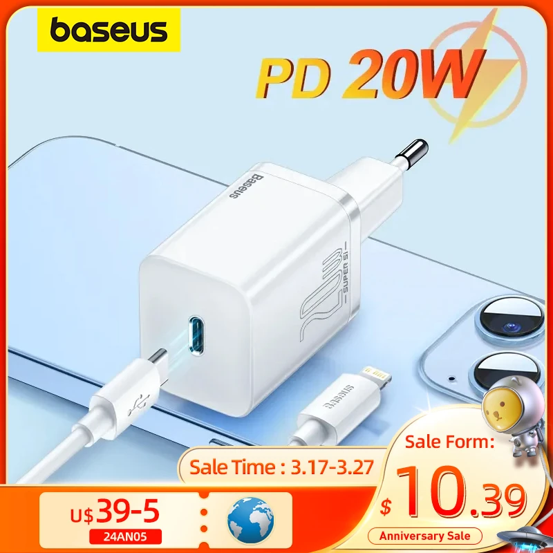 Baseus PD 20W Fast Charging USB C Charger For iPhone 13 Pro Max Dual USB Quick Charge QC 3.0 Type-C USBC Wall Phone Fast Charger