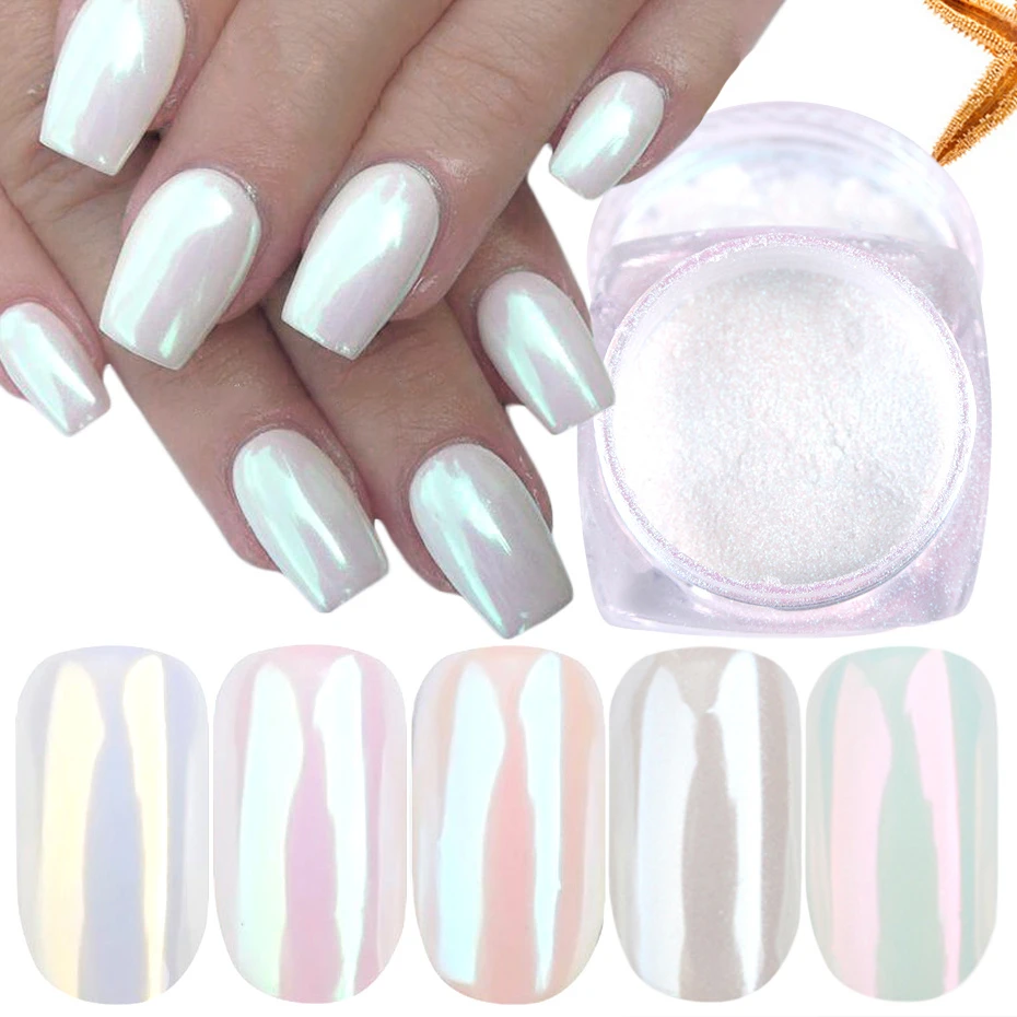 1g Pearl Powder Nail Art Glitter Mirror Mermaid Effect Chrome Pigment Gel Polish Shimmer Dip Dust DIY Nails Decor LAB01-07-2