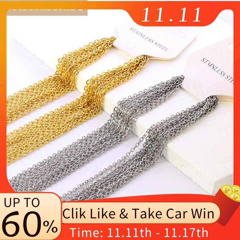 LUXUKISSKIDS 10pcs/lot Chains Necklace 2mm Men's Chains Gold/Steel Stainless Steel Jewelry Wholesale Chain Necklaces For Women