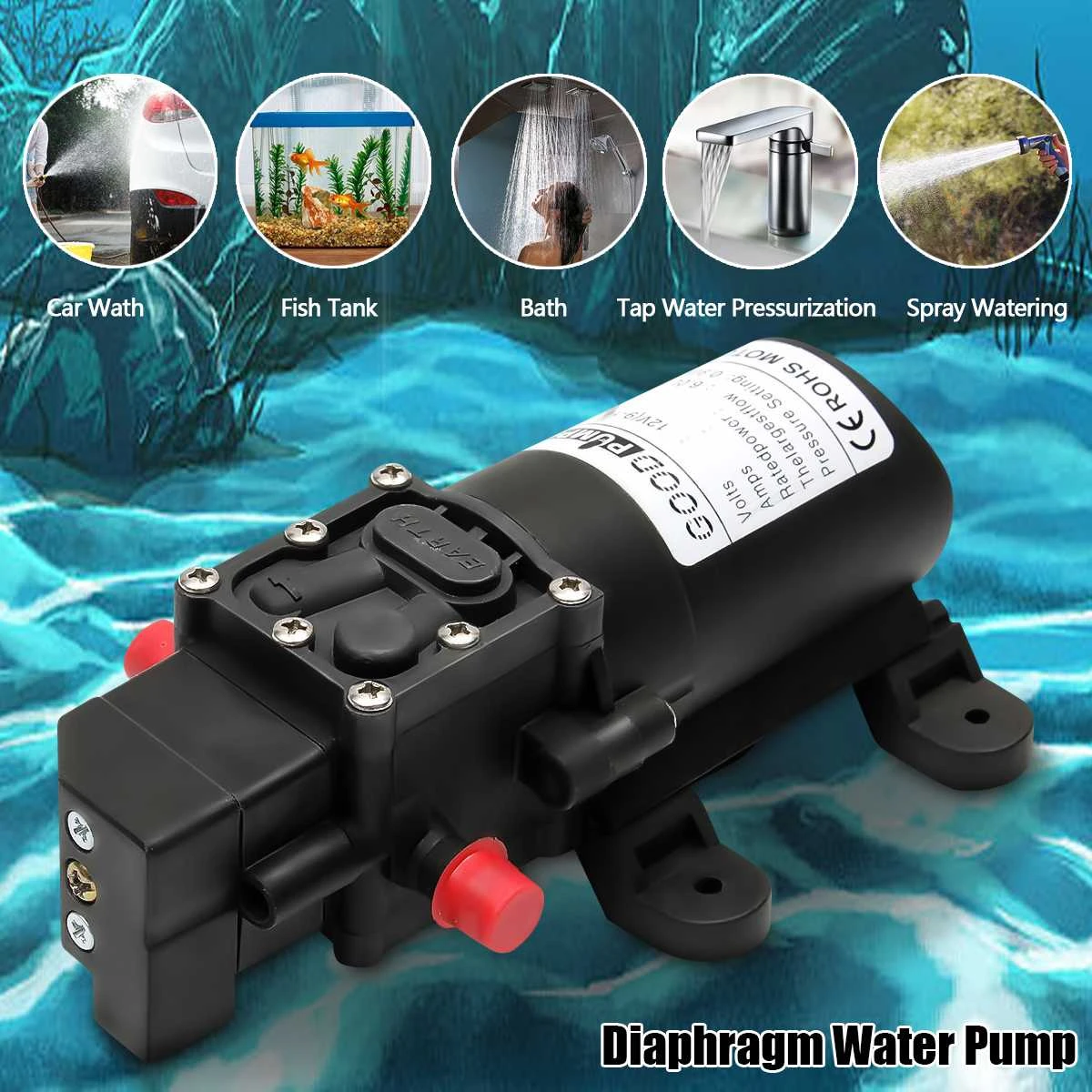 Durable DC 12V 130PSI Agricultural Electric Water Pump Black Micro High Pressure Diaphragm Water Sprayer Car Wash 12 V