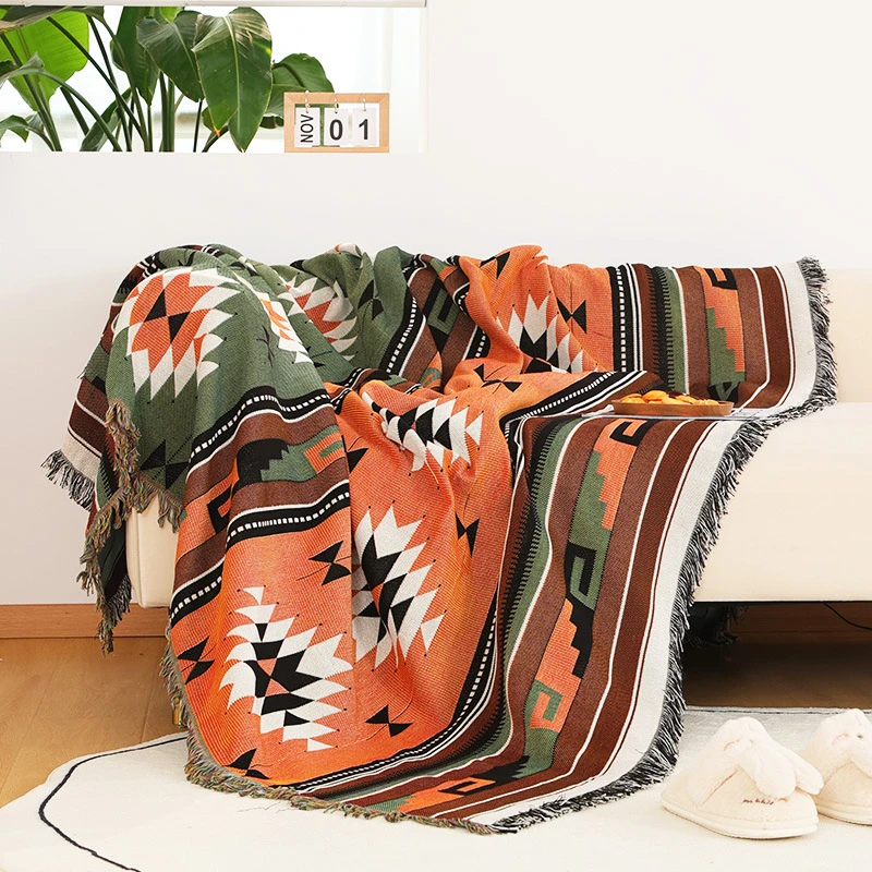 Bohemian Knitted Chair Lounge Blanket Bed Plaid Tapestry Bedspread Women Outdoor Beach Sandy Towels Cape