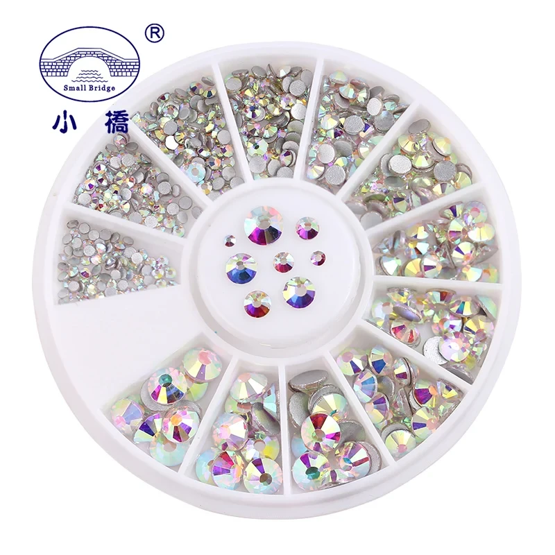 SS3-SS20 White AB Glass Rhinestones For Nails Art Decorations Glitter Garment Beads FlatBack Strass Crystal 500pcs In Wheel
