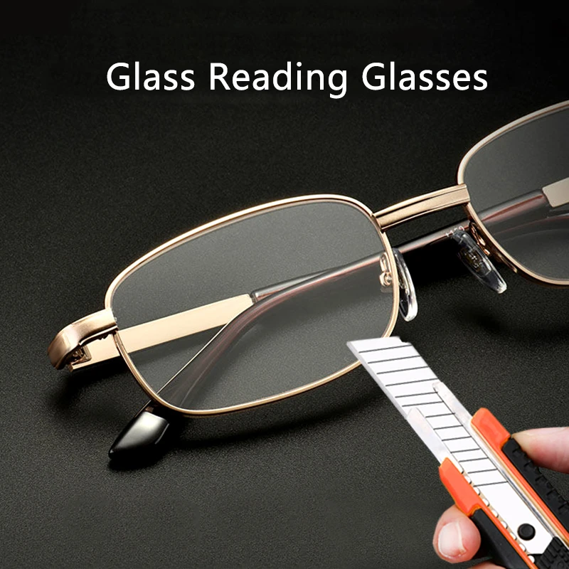 Glass Lens Reading Glasses Men Women Presbyopia Magnifying Clear Crystal Lenses Anti-Scratch Diopter Eyewear +150 250 350