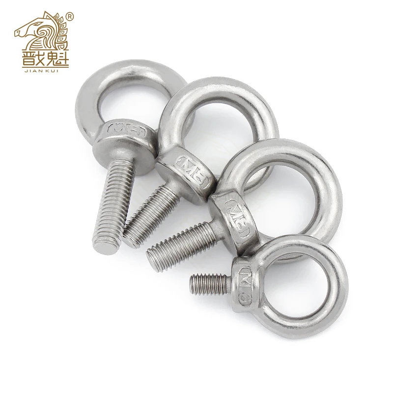 1-5pcs M3 M4 M5 M6 M8 M10 M12 DIN580 Eye Bolt 304Stainless Steel Marine Lifting Eye Screws Ring Loop Hole for Cable Rope Eyebolt