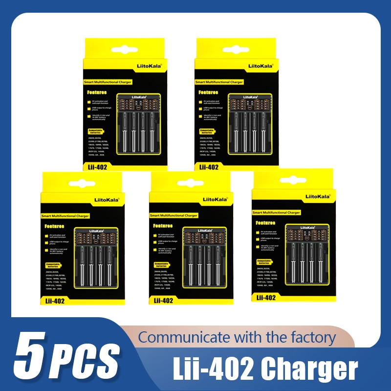 LiitoKala Lii-M4 5V Typec 3.7V/1.2V AA/AAA 18650/26650/16340/14500/10440/18500 Detectable capacity Battery Charger with screen T