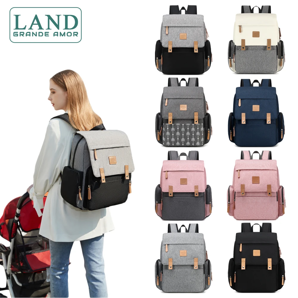 LAND Mommy Diaper Bags Landuo Mother Large Capacity Travel Nappy Backpacks with  changing mat Convenient Baby Nursing Bags MPB86