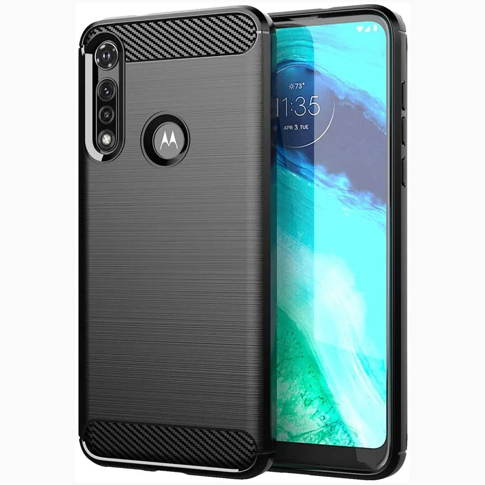 For Motorola Moto G Fast Case Cover G5 G6 G7 G8 Plus Play Soft TPU Rubber Shockproof Bumper Carbon Fiber Case Moto G8 Power