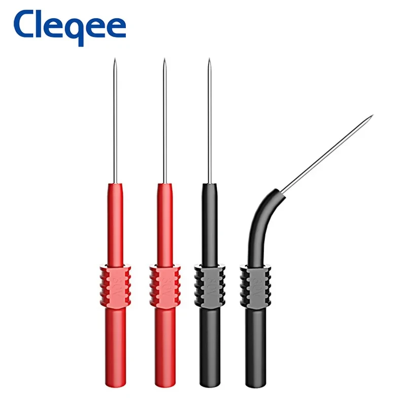 Cleqee P5009 4pcs/set Multimeter Test Probes Soft PVC Insulation Piercing Needle Non-destructive Red/Black