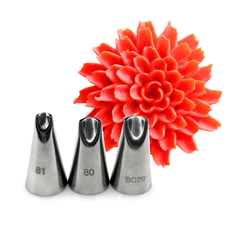 #80#81#BC79 Chrysanthemum Nozzles For Decorating Cake Tulip Pastry Nozzle Succulents Icing Piping Tips Bakeware Pastry Tool
