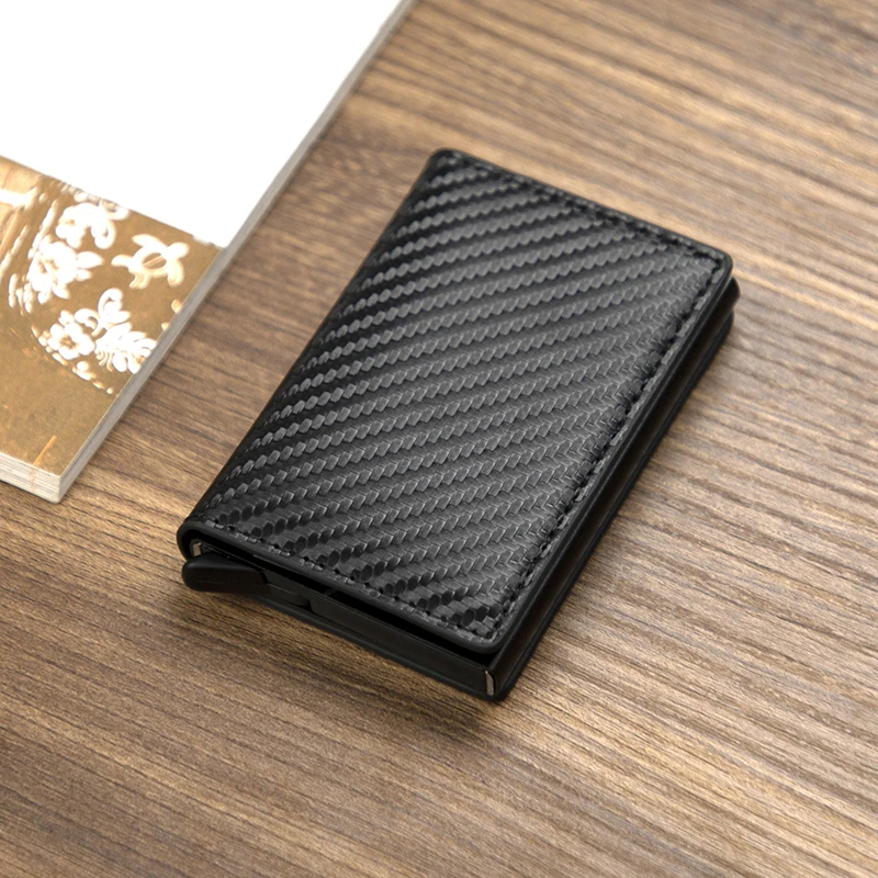 Business ID Credit Card Holder Men Women Coin Leather Wallet RFID Aluminium CardHolder Box with Money Clips Purse