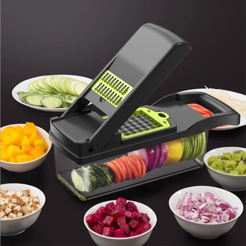 Mandoline 12 in1  Kitchen Accessories Vegetable Cutter Peeler Chopper Slicer Fruit Potato Carrot Grater with Drain basket Gadget