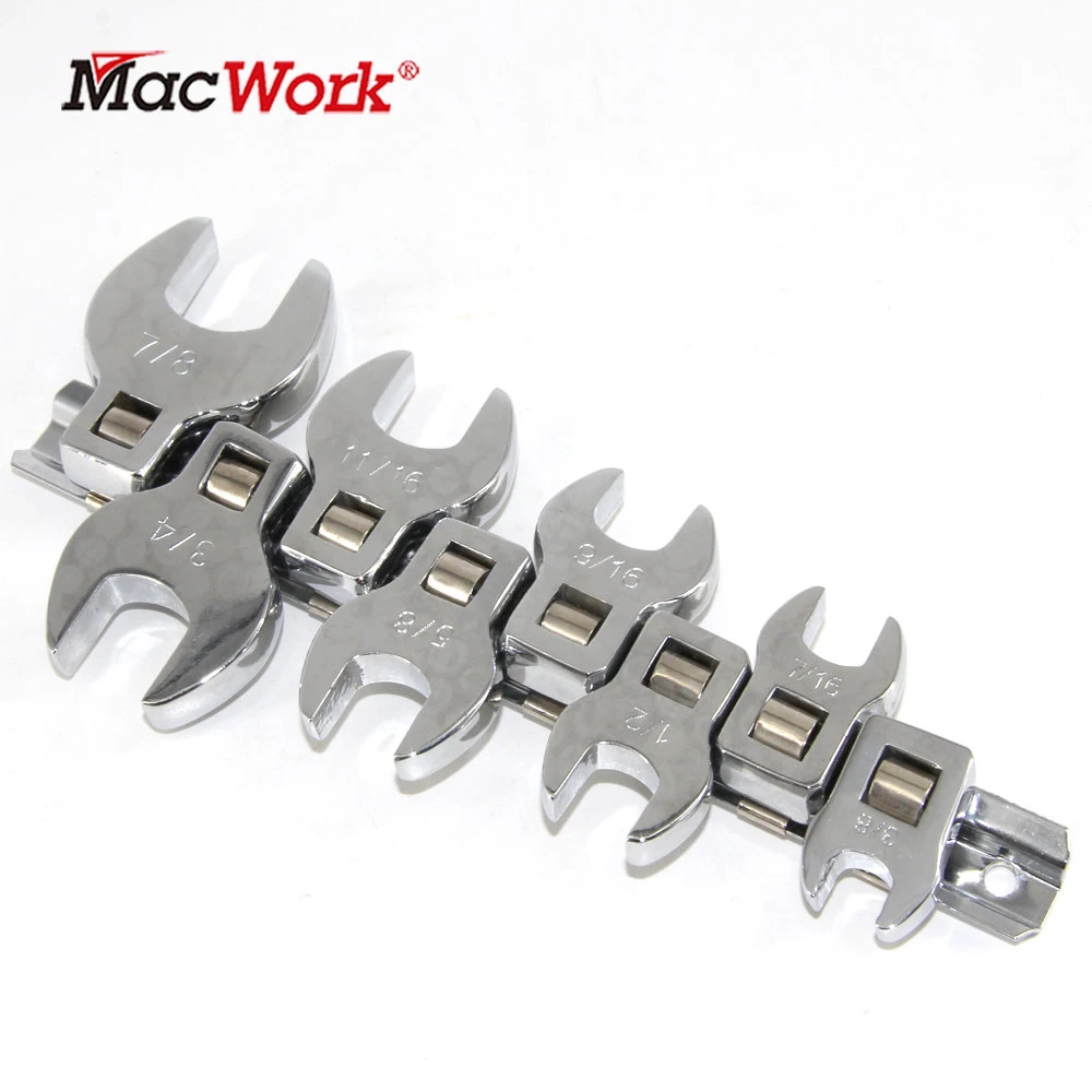 8 Pcs 3/8 Inch Drive Crowfoot Wrench Set 3/8 to 7/8 in. SAE Chrome Plated Crow Foot