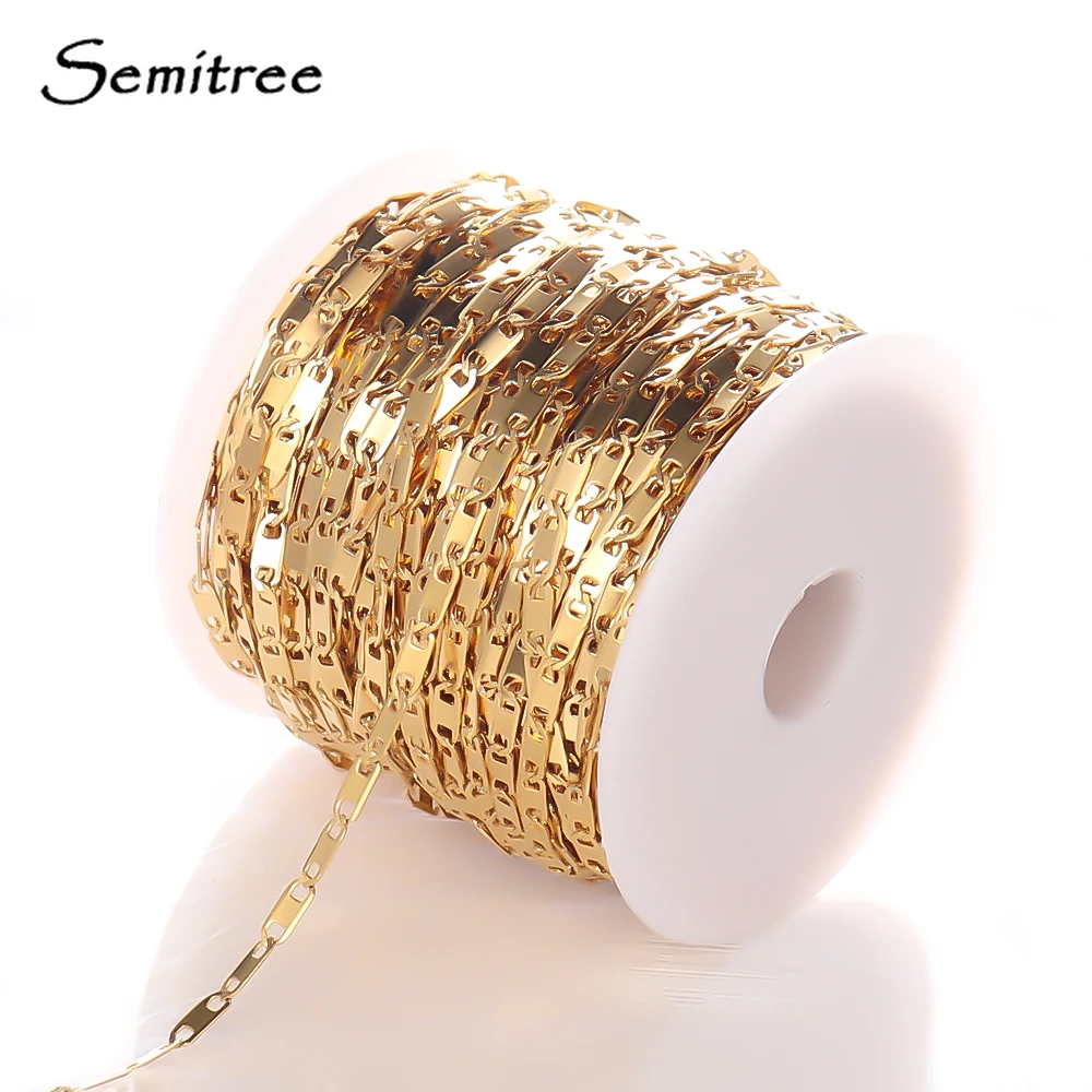 Semitree 2 Meters Stainless Steel Chains Gold Bulk Chain for DIY Jewelry Necklace Component Crafts Accessories Handmade Supplies