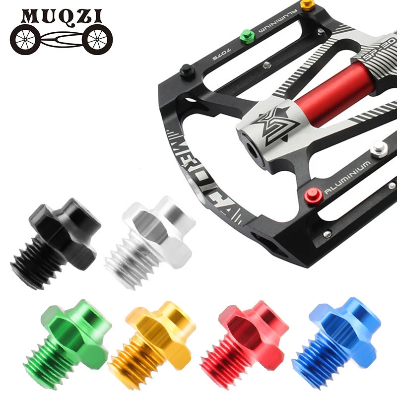 MUQZI Mountain Bike Bicycle Pedal Bolts Screw Aluminum Alloy Fixed Stud Gear Anti-Skid M4 Aluminum alloy Stud Pin Nail Foot