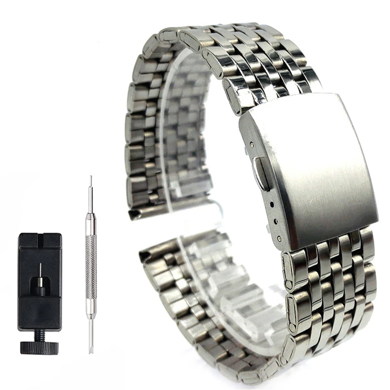Watch Strap 20mm 22mm Stainless Steel Metal Watchband Replacement Wrist Strap Bracelet Silver Watch Accessories