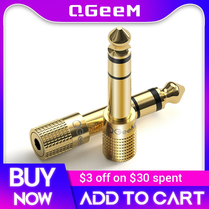 QGeeM  Jack 6.5 6.35mm Male Plug to 3.5mm Female Connector Headphone Amplifier Audio Adapter Microphone AUX 6.3 3.5 mm Converter