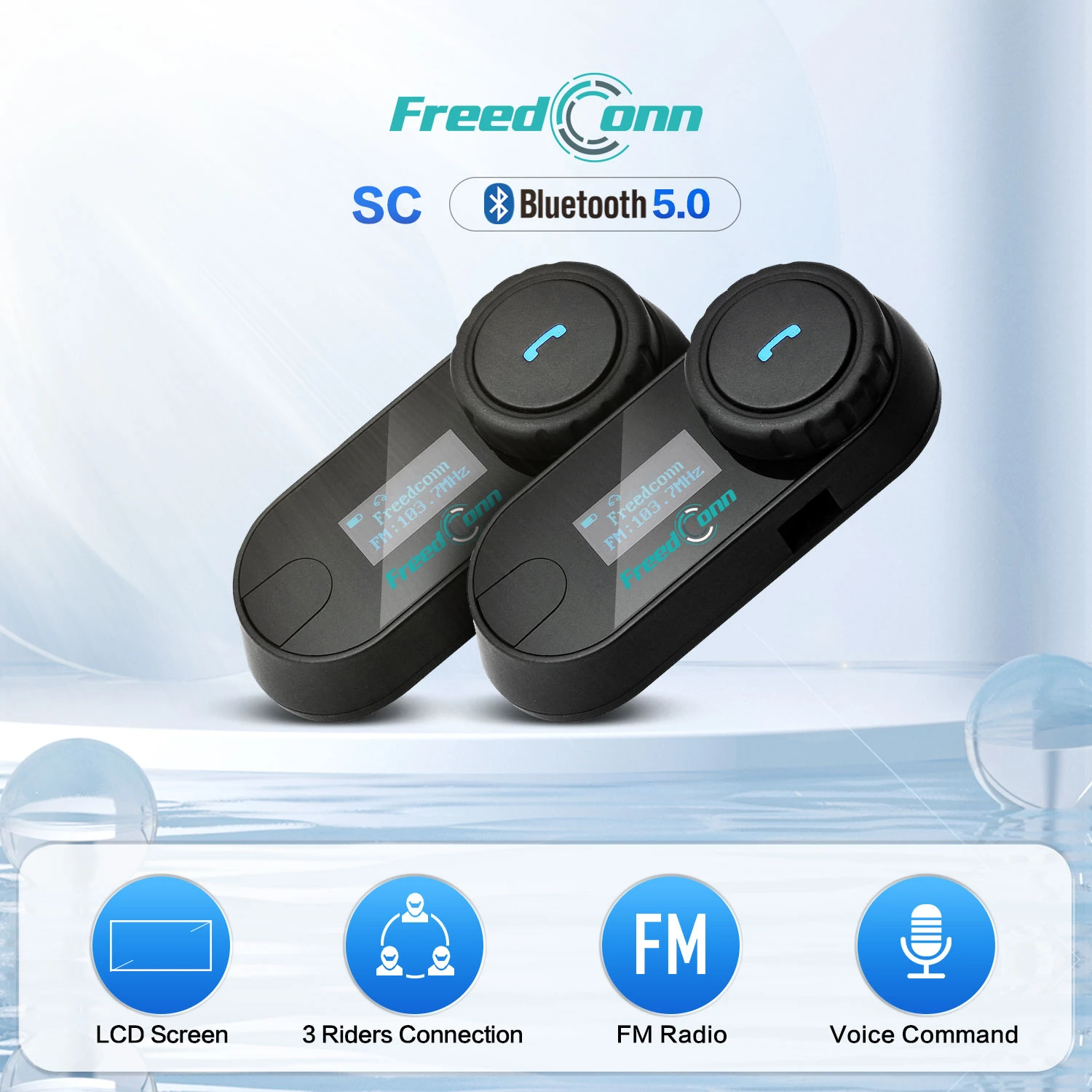 Ru Stock,FreedConn Motorcycle Helmet Intercom TCOM-SC Motocycle Bluetooth Interphone Headset LCD Screen FM Radio T-COM SC