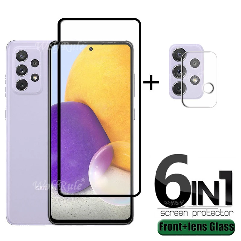 4-in-1 For Samsung Galaxy A72 Glass For Samsung A72 Tempered Glass Full Screen Protector For Samsung A72 A 72 Camera Lens Film