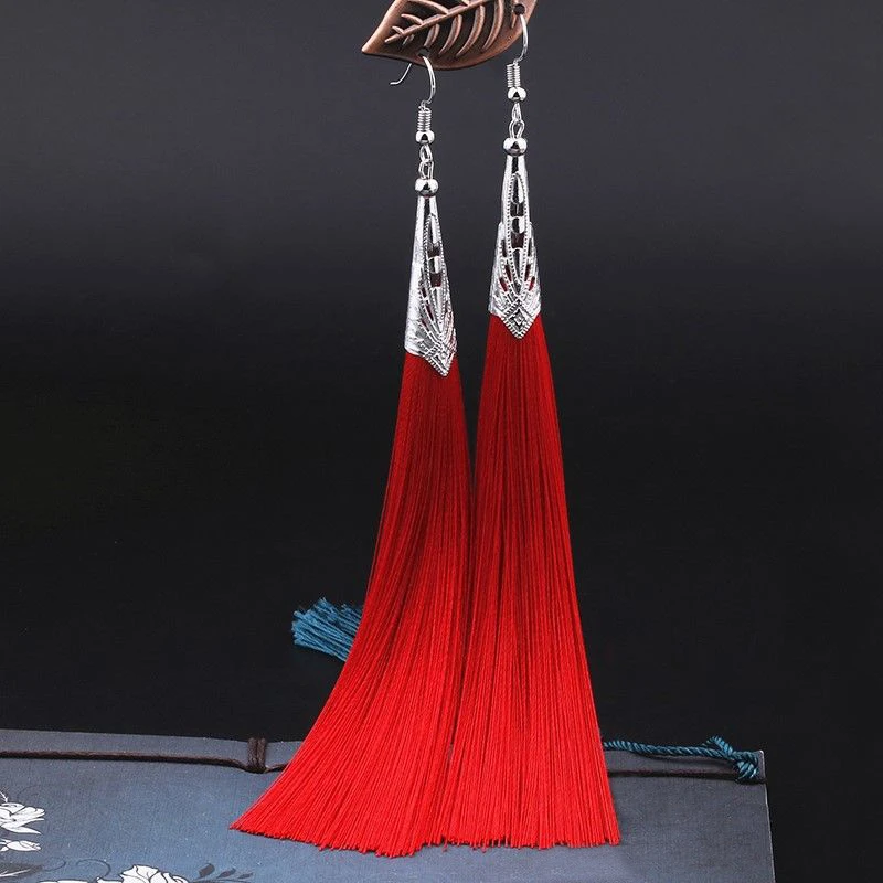 LOVBEAFAS Long Tassel Earrings For Women 2021 Fashion Jewelry Boho Drop Fringe Vintage Statement Bohemian Earrings Pendientes