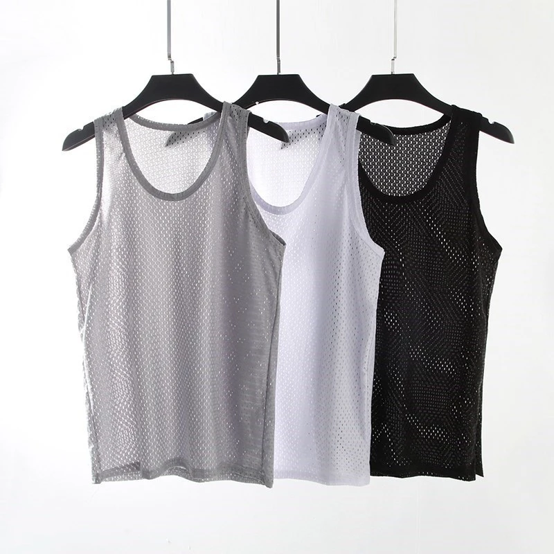 Quick dry Mens Underwear Sleeveless Tank Top Solid Muscle Vest Undershirts O-neck Gymclothing T-shirt men's vest