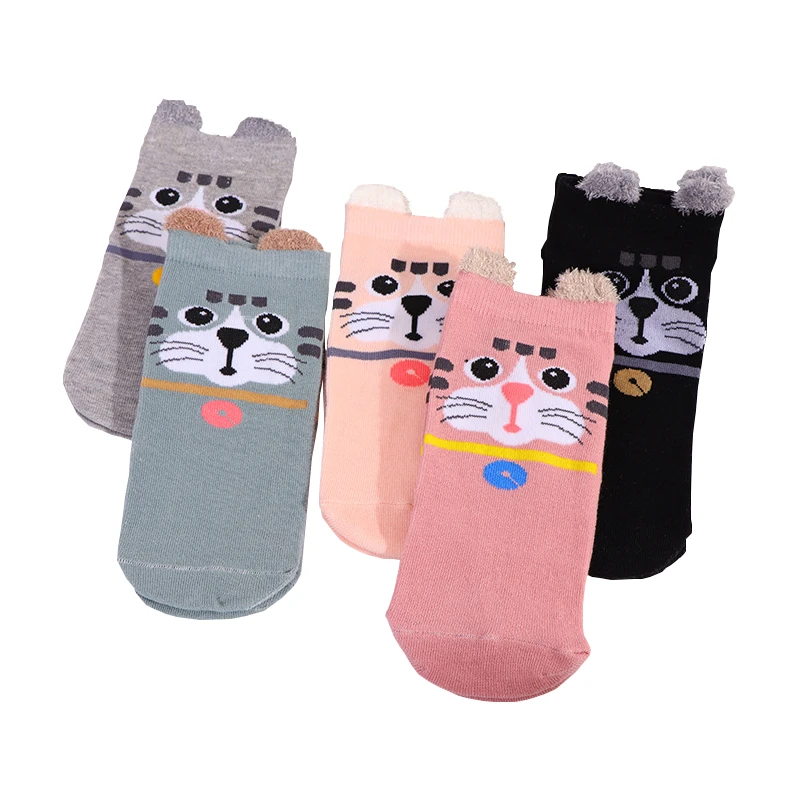 5Pairs New Women Sock Harajuku Lovely Animal Cartoon For Girl Cotton Socks Meias Kawaii Frilly Socks Ladies Female Size 35-42