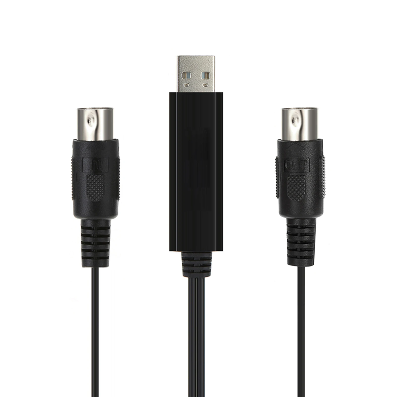 USB IN-OUT MIDI Cable One In One Out Interface 5 Pin Line Converter PC to Music Keyboard Adapter Cord