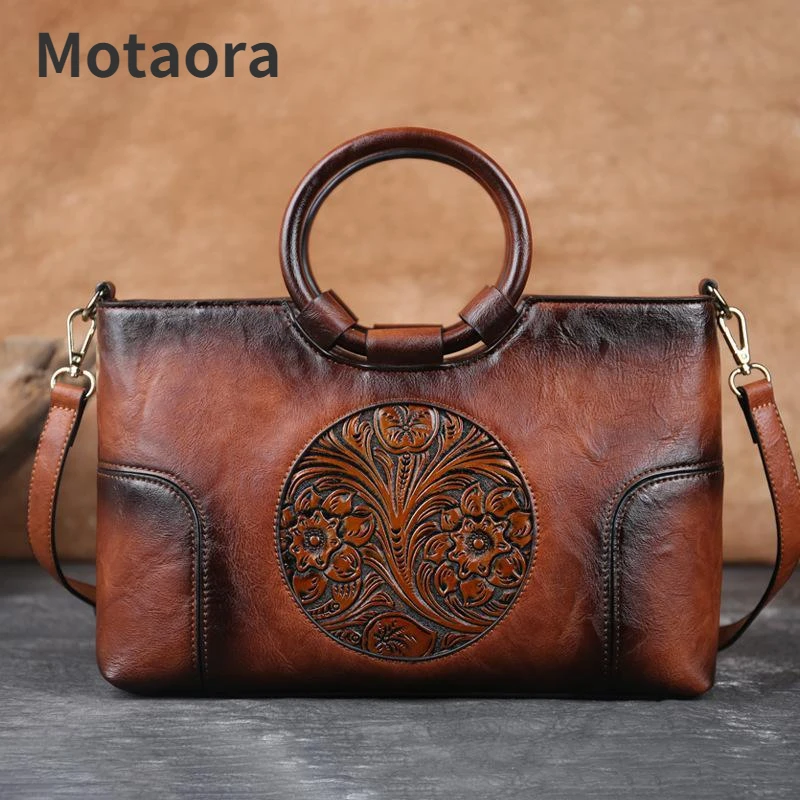 2021 New High Quality Leather Women Handbag Retro Handmade Embossed Shoulder Bag For Women Large Capacity Female Messenger Bags