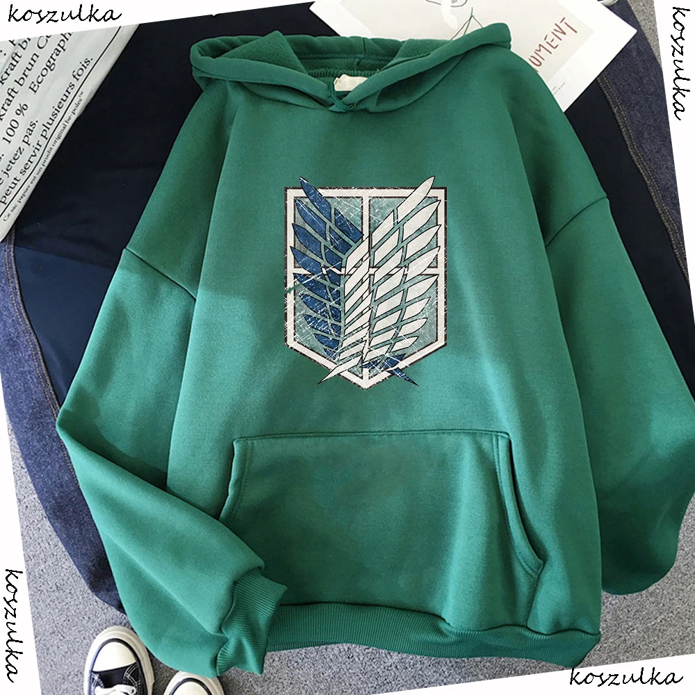 2020 Anime Hoodie Attack on Titan Hoodied Long Sleeve Streetwear Harajuku Sweatshirt Women Unisex Sport Hoody Green Tops G1