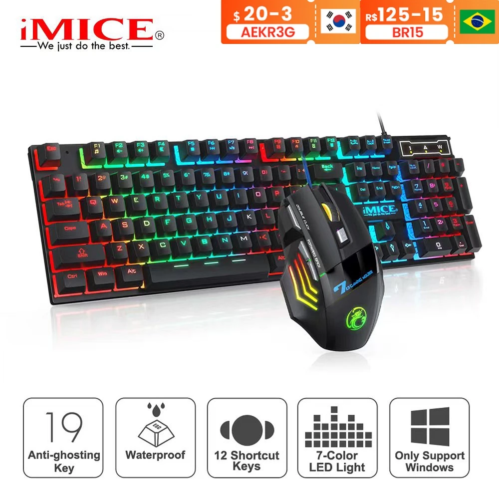 Gamer Keyboard And Mouse PC Gaming Keyboard RGB Backlit Keyboard Rubber Keycaps Wired Russian Keyboard Mouse Gamer Gaming Mouse