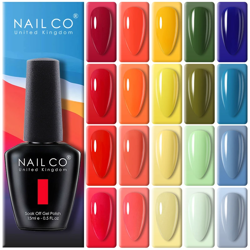 NAILCO 15ml Colorful Bright Summer Color Gel Varnish Hybrid Nail Gel Polish Manicure UV Primer Top Coat Nail Art Gel Nail Polish