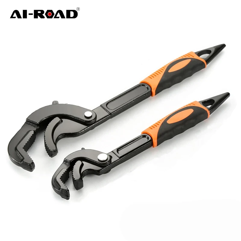 AI-ROAD 14-30/30-60mm Universal Key Pipe Wrench Open End Spanner Set High-carbon Steel Snap N Grip Tool Plumber Multi Hand Tool