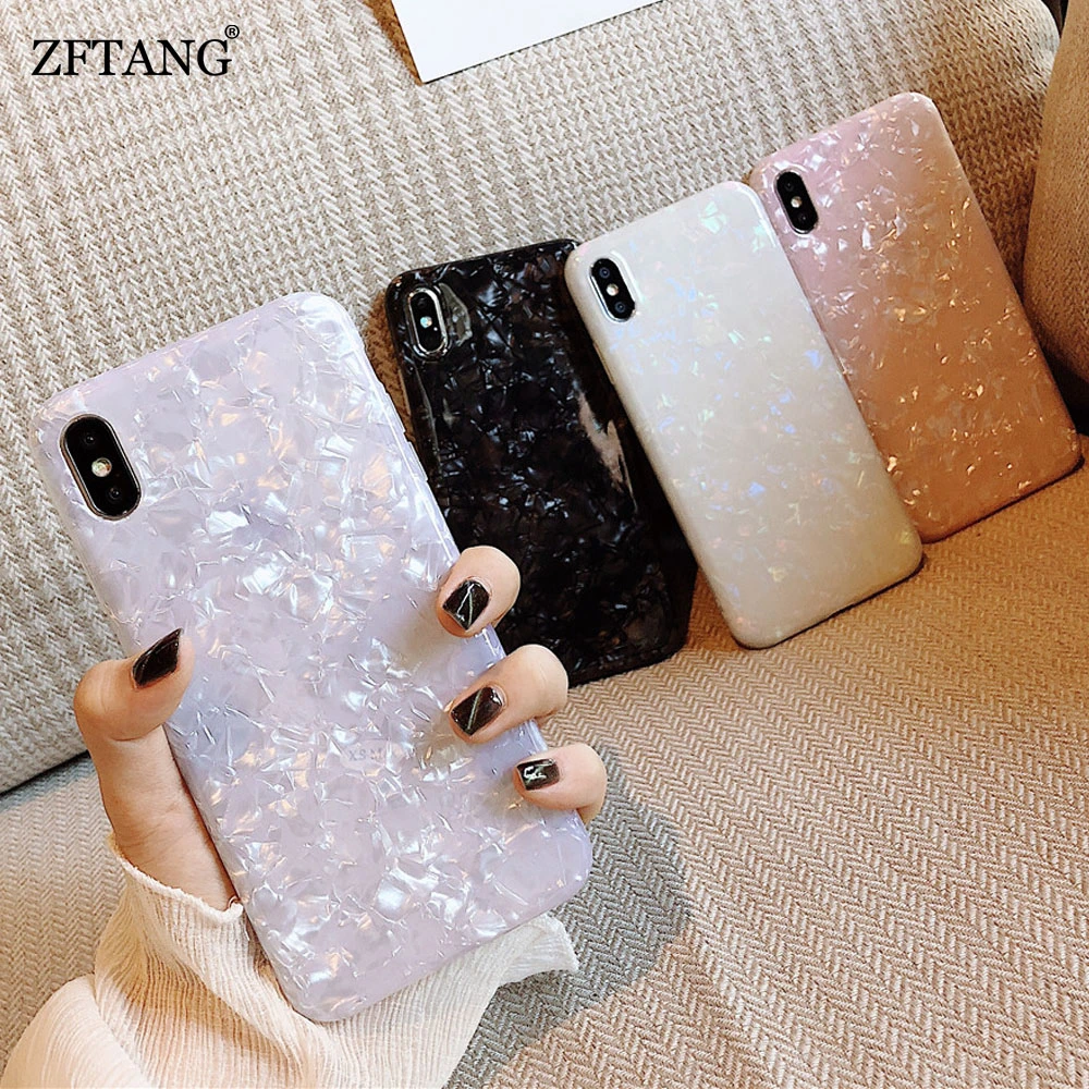 Glossy Marble Case For Samsung Galaxy Note 20 10 Plus S8 S9 S10 S21 S20 FE Plus S7 Edge S20 Ultra Conch Shell Silicone Soft Case