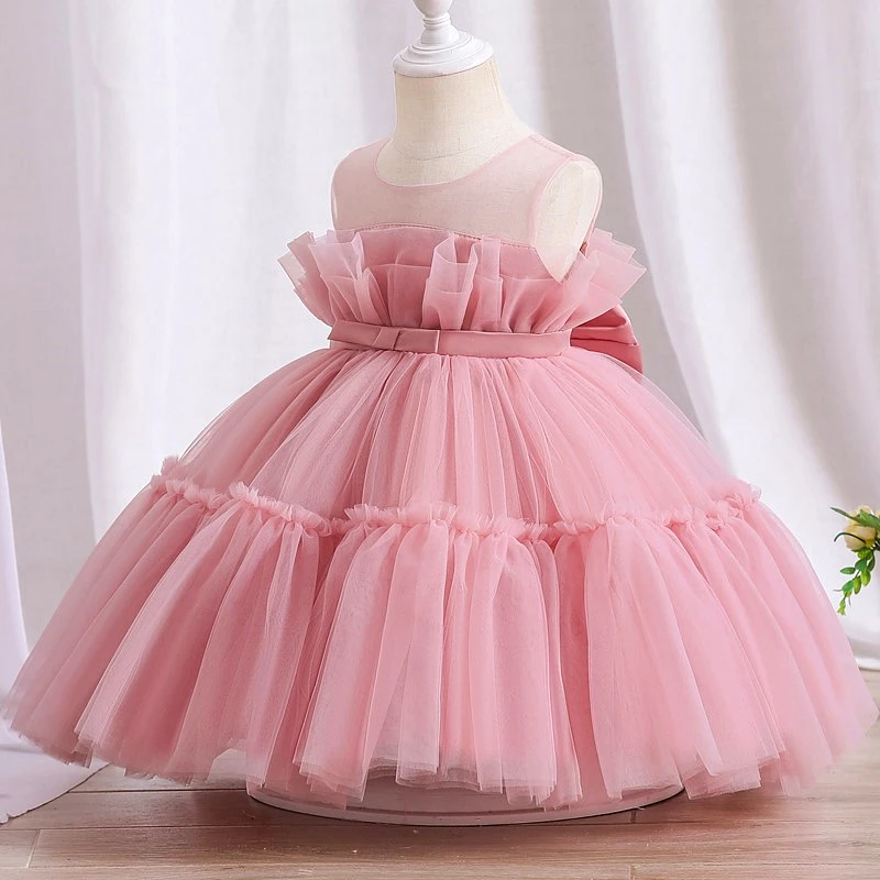 Princess Dress Girls Sequin Tutu Lace Mesh Birthday Prom Toddler Baby Kids Elegant Wedding Party Clothes Children Baptism Gown