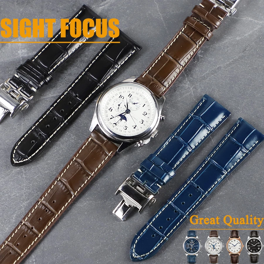Calfskin Watch Band for Longines Masters Collection Watch Strap Belt Bracelet Cowhide Leather 13 14 15 18 19 20 21 22mm Strap L3