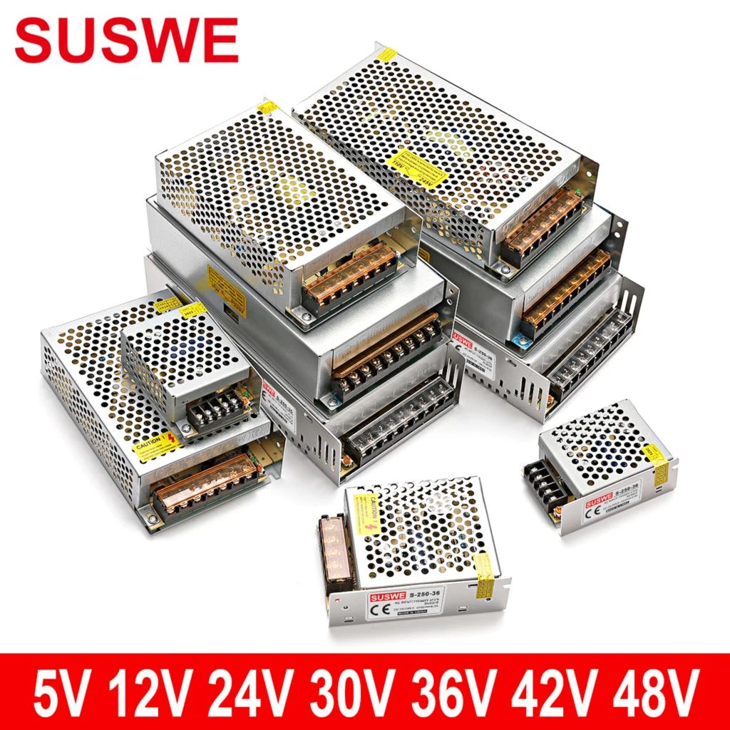 SUSWE  220V conversion 5 12 30 36 42 48VDC switching power supply 2A 3A 5A 6A 10A monitoring transformer LED strip power supply